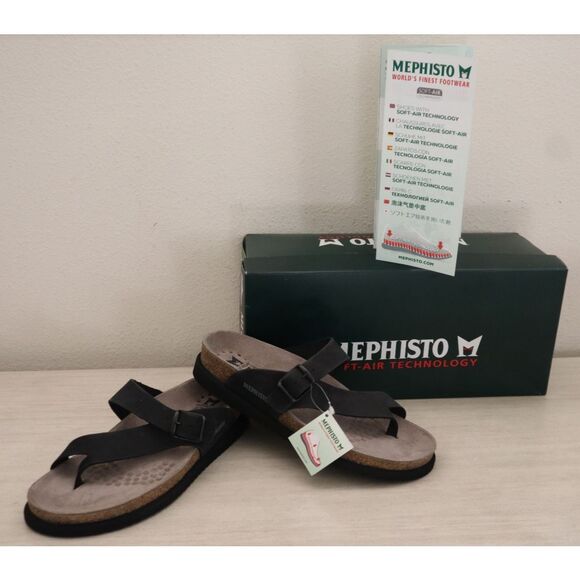 Mephisto Women's Sz 37 US 7 Black Nubuck Leather Helen Sandals - Picture 1 of 14